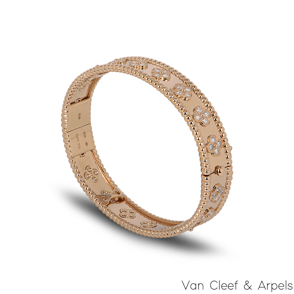 Perlée clovers bracelet, small model 18K rose gold, Diamond - Van Cleef &  Arpels